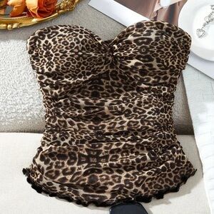 Leopard Print Strapless Top